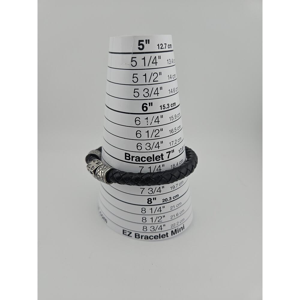Silver Tone Cross Slide Charm Black Woven Corded Bracelet Casual Everyday Simple - Picture 3 of 3